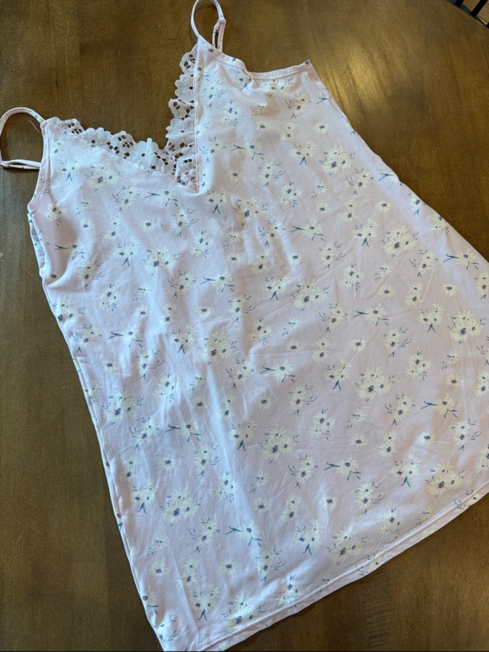 Jessica Simpson Pale Pink Floral Lace-Trim Chemise